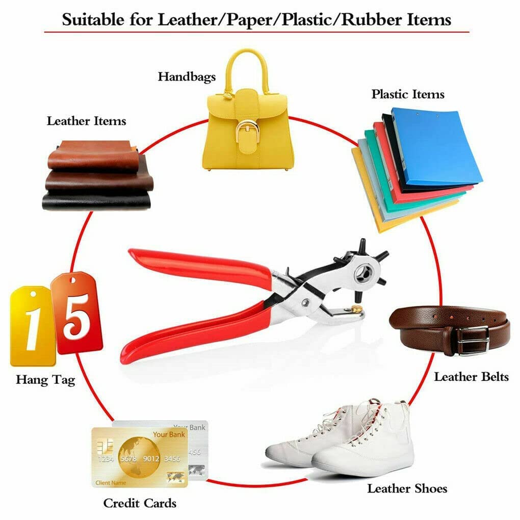 SHOPOLIFE Belt Hole Puncher Tool || Revolving Leather Belt Hole Punch Plier Machine with Manual Belt Device for Pliers and Straps (1 Pc - Multicolor) 4