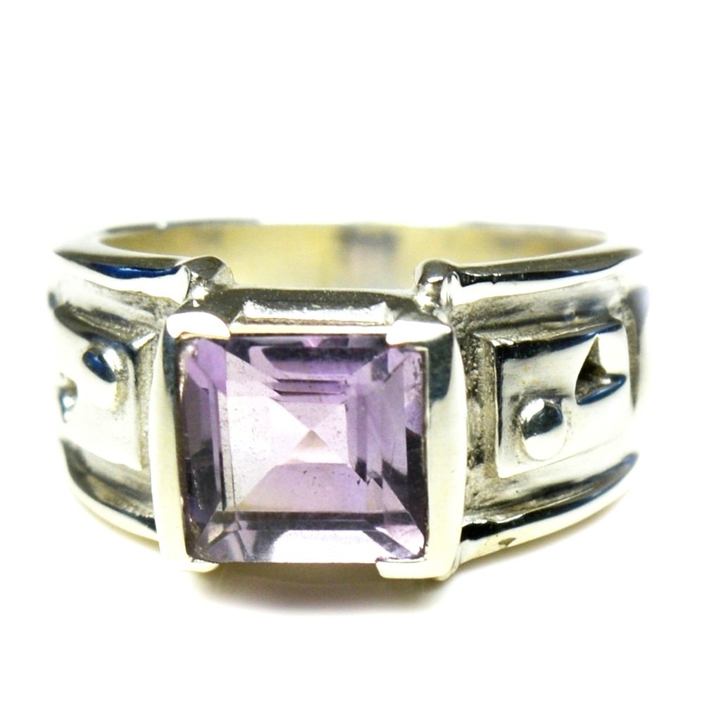 Argent anti ternissement bague carré violet hypoallergénique