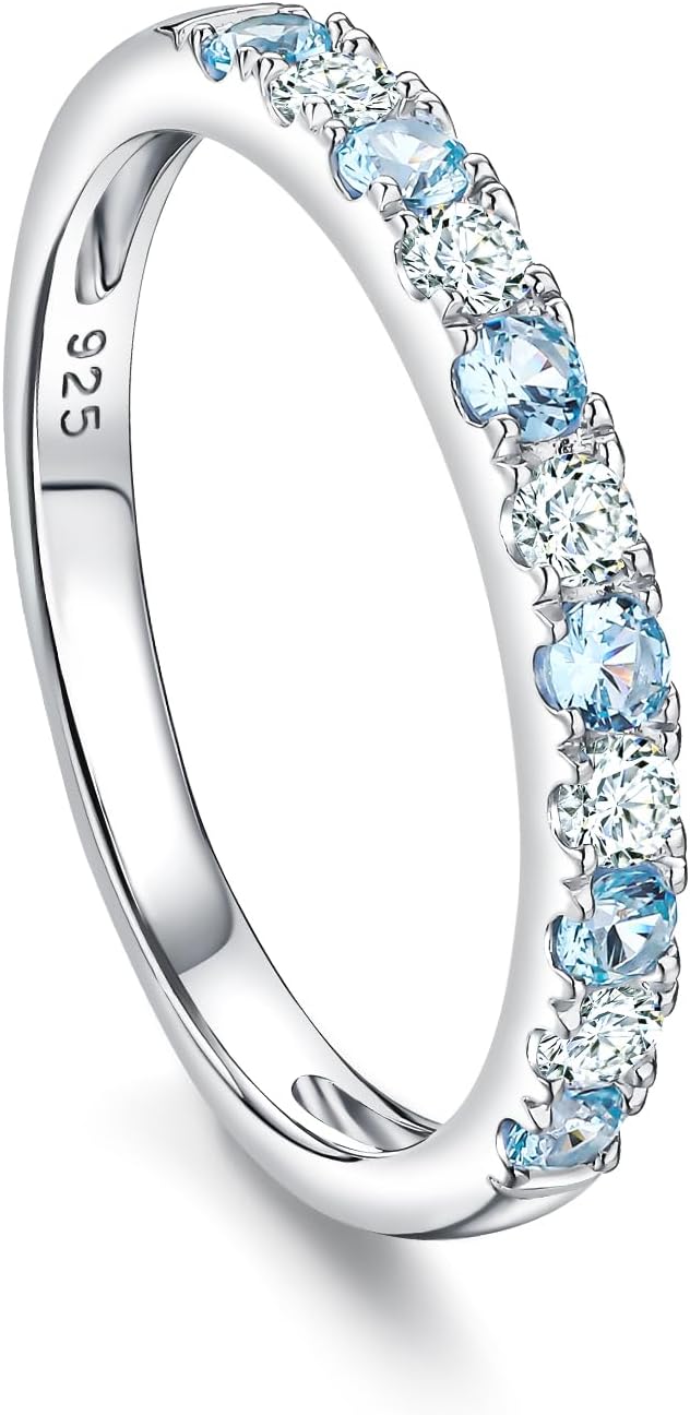 Created Ruby/Sapphire/Emerald Stackable Rings for Women 14K Gold Plated/ 925 Sterling Silver 2.2mm Wedding Band Ring (with Gift Box)