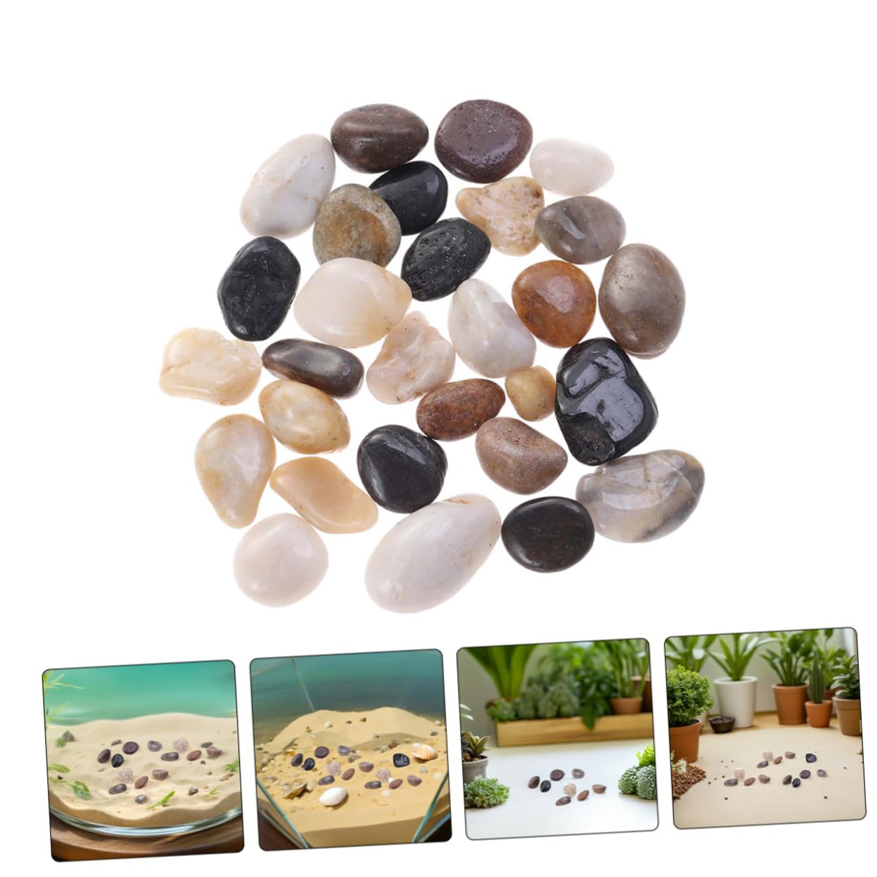 Toyvian Pierres Naturelles pour Aquarium et Jardin, Galets Décoratifs Résistants la Décoloration, Pierre Polie de 1000g pour Aménagement Paysager Extérieur et Substrat D'aquarium