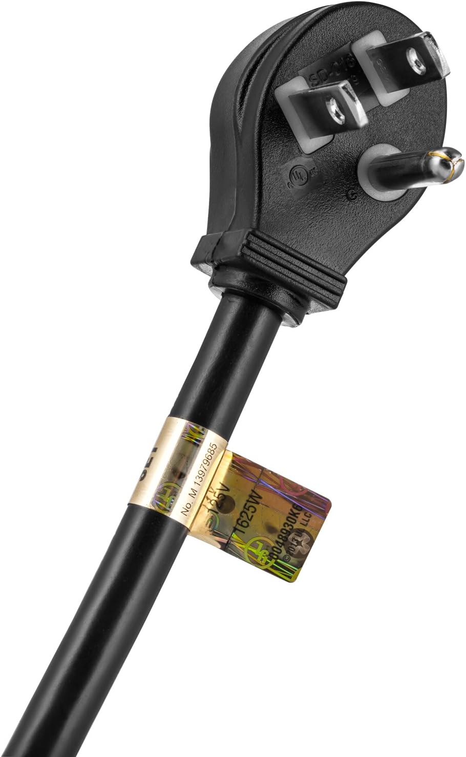 Maximm Cable 1 Foot Flat Plug Extension Cord/Wire, 3 Prong Angled Plug Extension Cord - Black - UL Listed