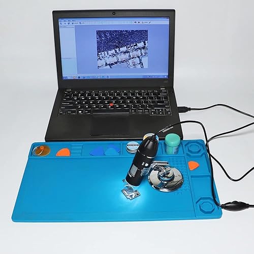 Miniatura 6 de Kit de accesorios para microscopio ajustable, 1600X, microscopio digital, cámara de microscopio electrónico, 8 luces LED, lupa de zoom para