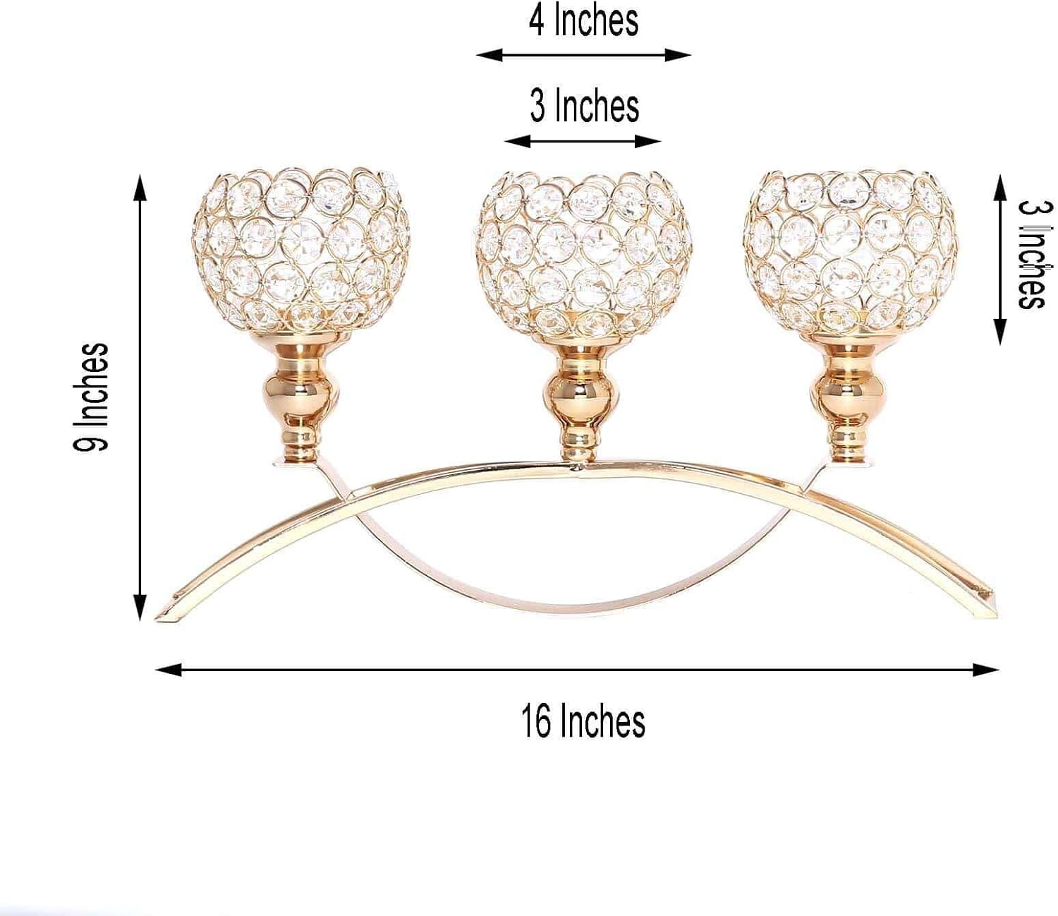 Efavormart Tall Candelabra Chandelier Crystal Votive Candle Holder Wedding Centerpiece (Gold, 16'')