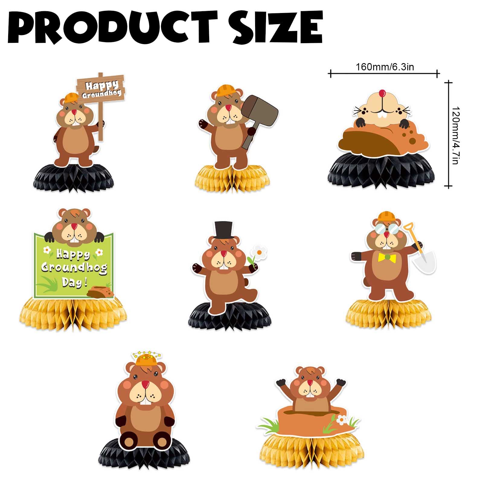 Happy Groundhog Day Honeycomb Centerpieces Cute Cartoon Animals Theme Decor for February 2nd Holidays Festival Groundhog Day Weather Forecast Spring 1st Birthday Party Favors Supplies Decorations