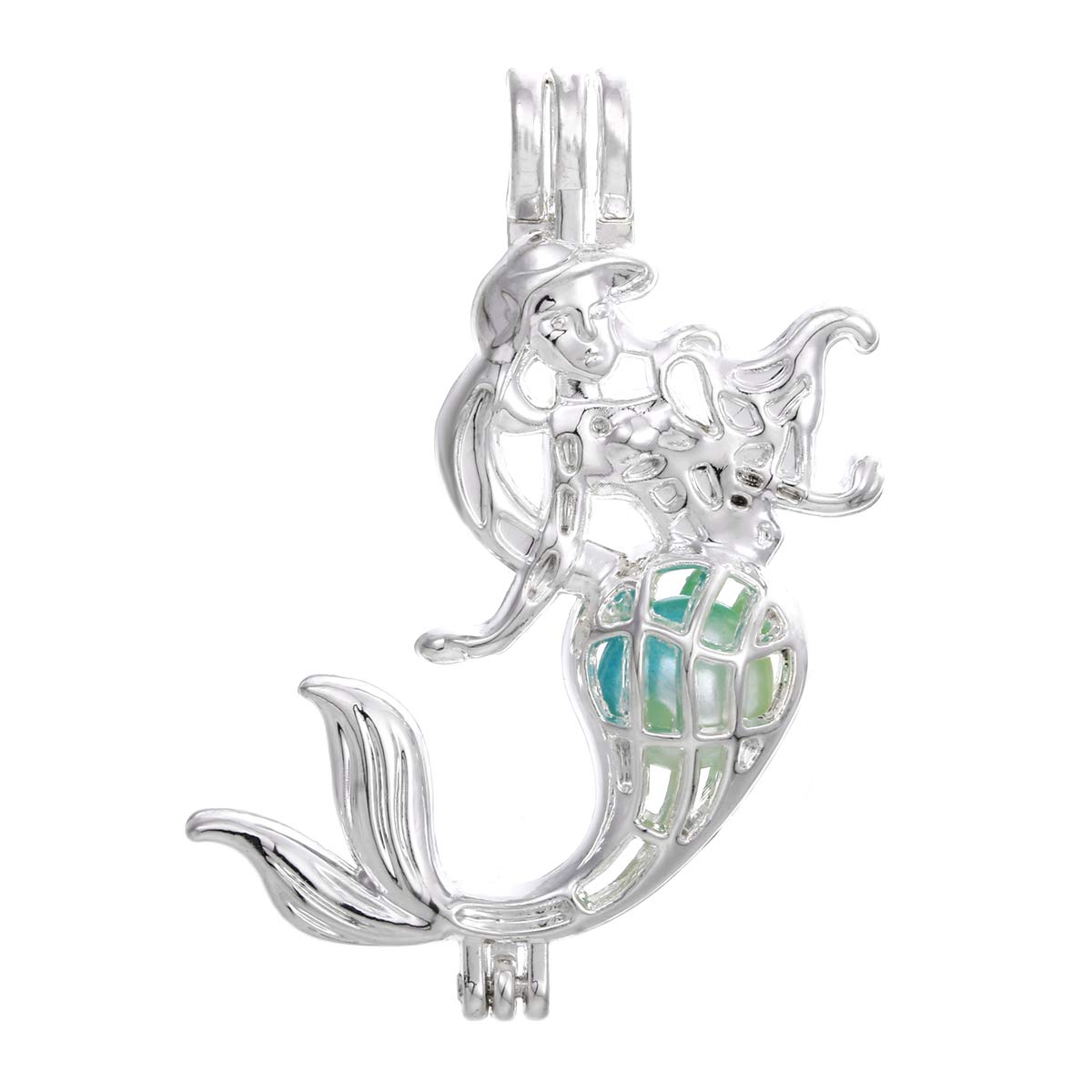 Vie jeune 10pcs Silver Pearl Cage Locket Pendants, Essential Oil Diffuser DIY Necklace Bracelet Jewelry Making Craft, Bulk Beads Aromatherapy Diffuser Charms Gifts for Women Girls, Medium, Metal, No