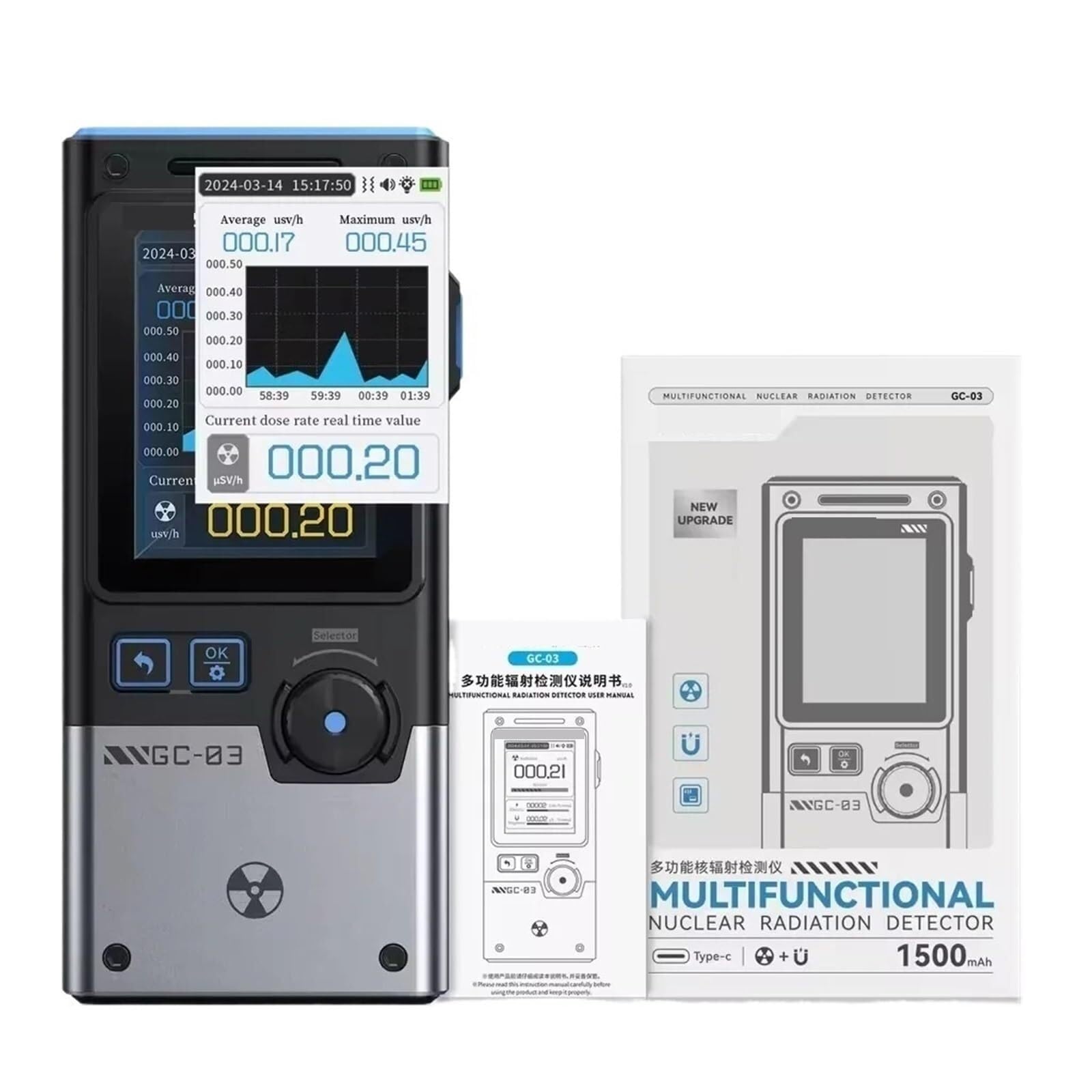 Termometro a Infrarossi, Rilevatore Di Radiazioni Elettromagnetiche 3-IN-1, Intensità Campo Elettrico E Magnetico, Alimentazione, Monitoraggio Della Temperatura NR+EF+MF,per cucina/BBQ/grill/HVAC
