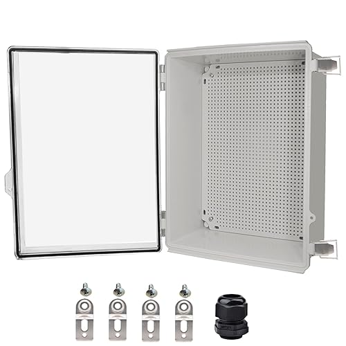 Vista 27 de Caja eléctrica impermeable, caja de conexiones IP67, pestillo de acero inoxidable, cubierta transparente con bisagras, carcasa para proyectos