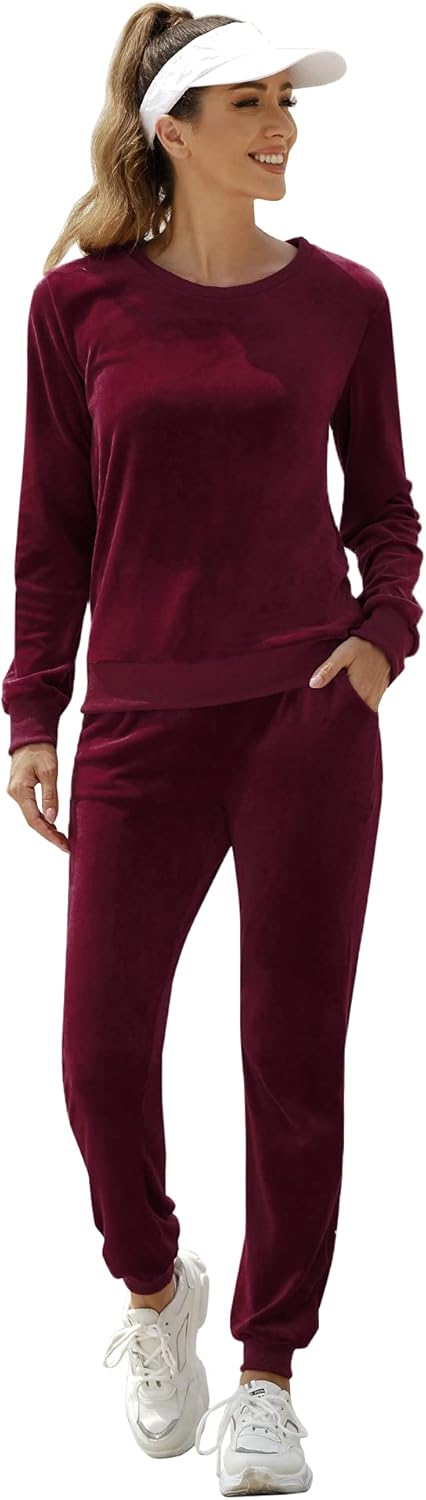 Totatuit Track Suits for Women Set Velour Sweatsuits 2 Piece Jogging Suits Loungwear Velvet Sweatpants with Pockets