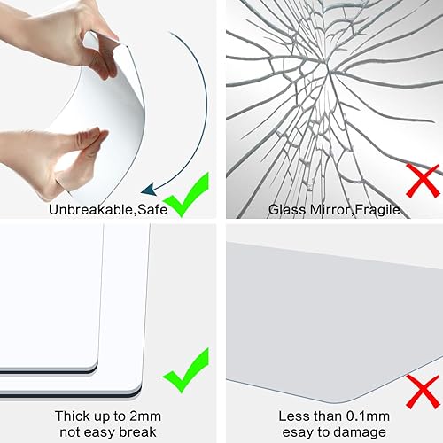 Miniatura 4 de AmasSmile Espejo de pared de longitud completa, 12 x 10 x 4 pulgadas, azulejos de espejo acrílicos autoadhesivos, calcomanías de espejo