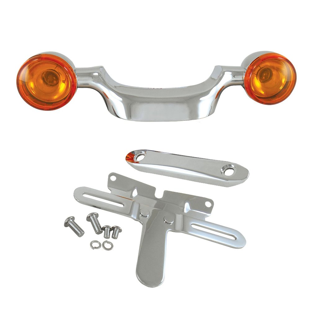 V-Factor 11447 Black Bullet Turn Signal Bar and License Plate Relocation Kit For Big Twin