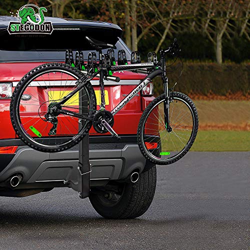 STEGODON 4 Bike Hitch Rack 2'' Hitch Receiver Heavy Duty Bicycle Carrier Racks Hitch Mount Double Foldable Rack for Cars, Trucks, SUV,Hatchback RV,Tow Hitch and Minivans