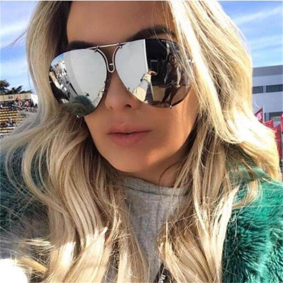 Sonnenbrille Damen Herren Metall Luxus Große Verlaufsgläser UV400