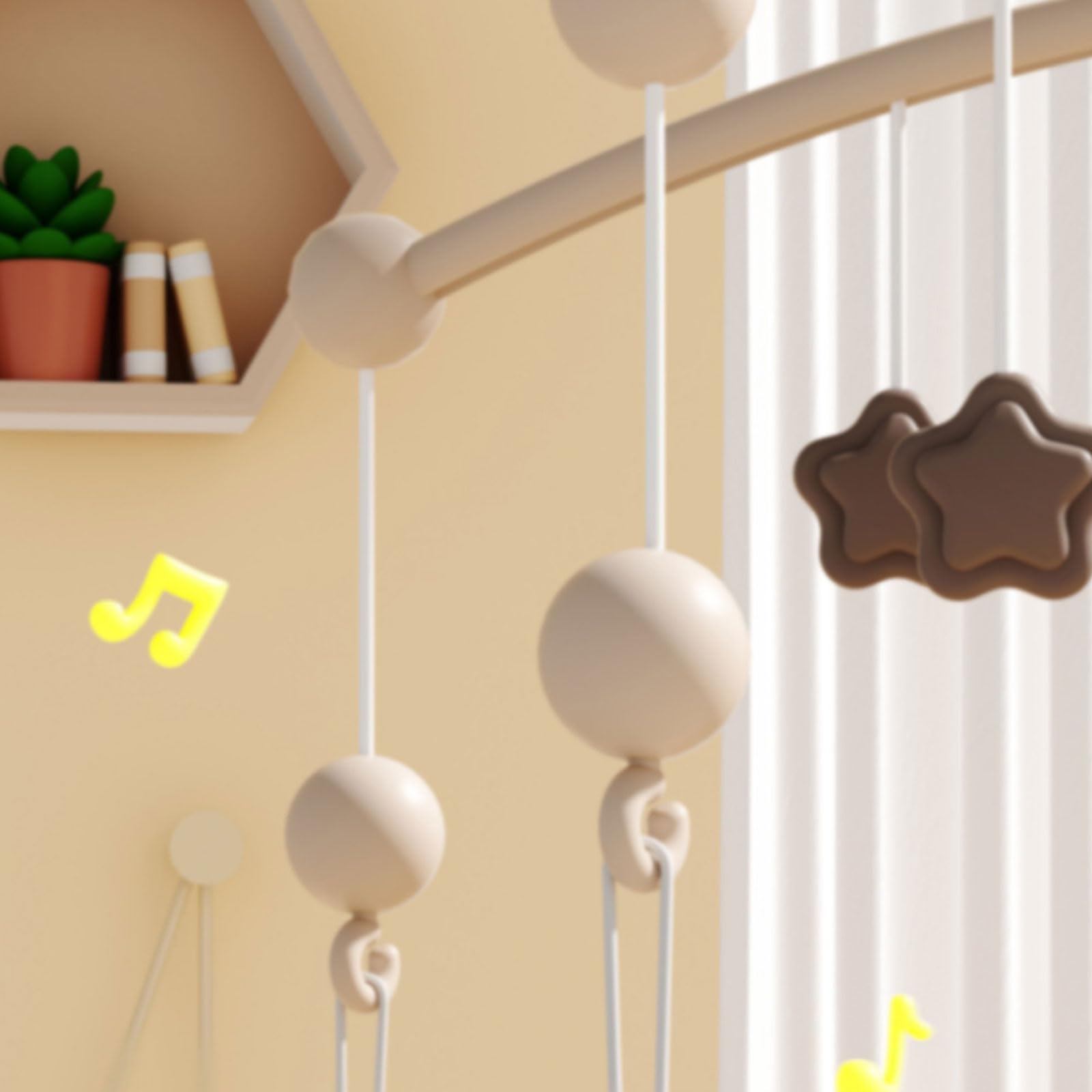 Mobile de berceau avec télécommande musicale et rotation automatique pour bébé - Développement sensoriel et chambre d'enfant