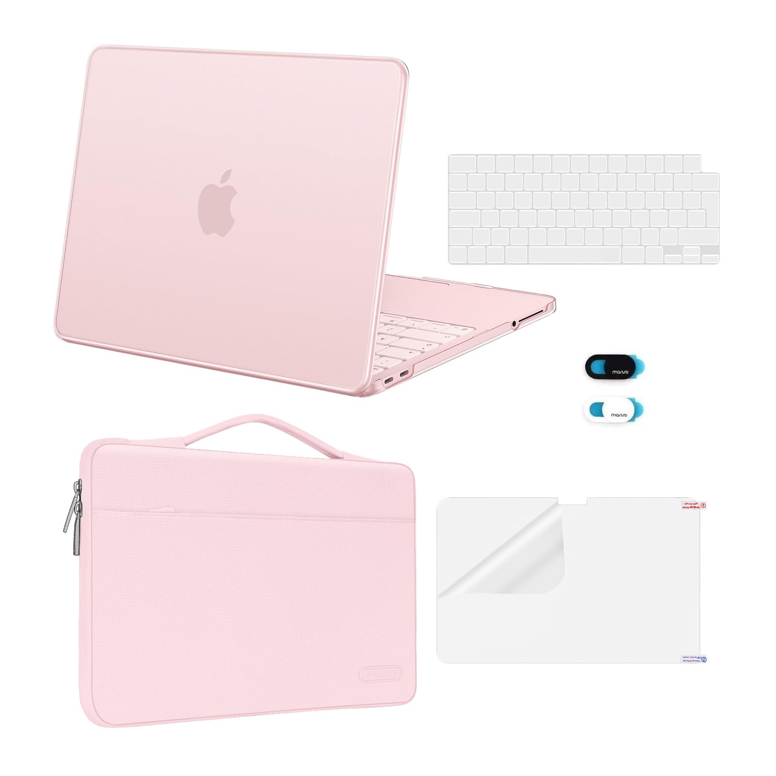 MOSISO Kompatible mit MacBook Neo 13 Zoll Hülle mit A18 Pro Chip 2026 A3404, 5-in-1 Kratzfest Hartschale Schutzhülle&Laptoptasche&Tastaturschutz&Displayschutzfolie&Webcam Abdeckung, Rosa