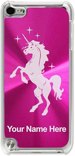 LaserGram Funda compatible con iPod Touch 567 generación, unicornio, grabado personalizado incluido (rosa)