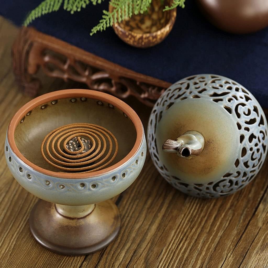 Incense Holder Incense Burner China Retro Ceramic Incense Burner Household Indoor Small Incense Burner Tall Incense Burner Suitable for Pan Incense Incense Burner