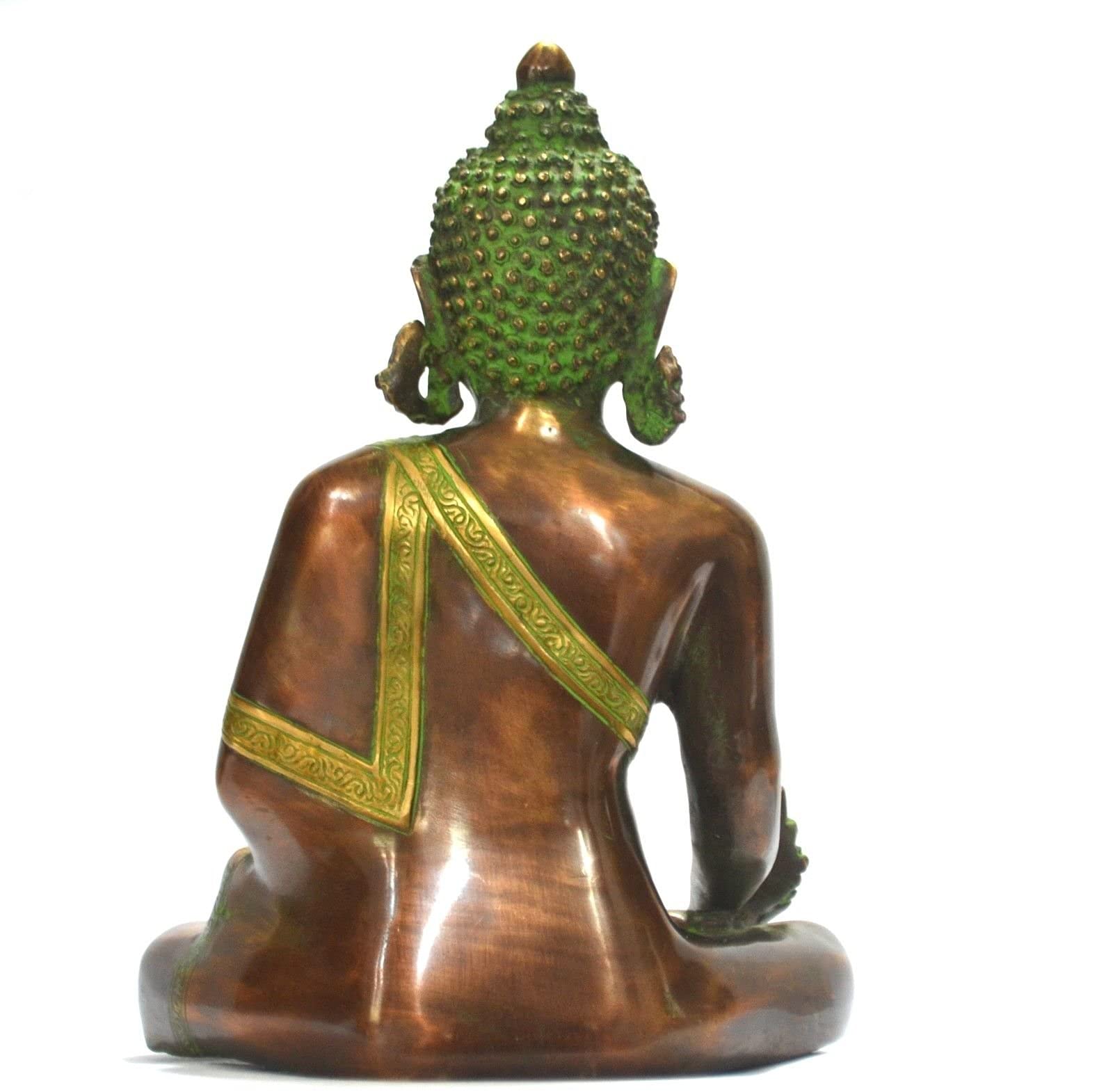 Estatua de Buda, escultura medicinal grande de 11 pulgadas en bronce antiguo, acabado de cobre, decoración budista tallada china tibetana