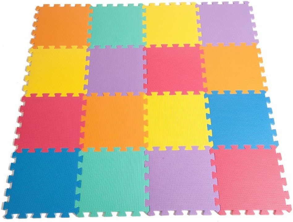 Zoeshare Puzzle Play Mat for Kids Foam Mat,16 Piece, Multi-Color, Each Tile 12"x 12"x 0.4"