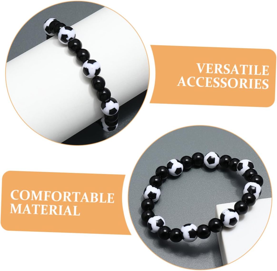 KDWZRUO 4pcs Football Bead Men Charm Jewelry Sports Themed Bracelets Resin for Soccer Party Favors