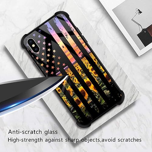 Miniatura 2 de funda para iPhone XXS, vidrio templado 9H, diseños para niñas y mujeres, de silicona suave TPU, resistente a los golpes, de 5.8 pulgadas, Bandera