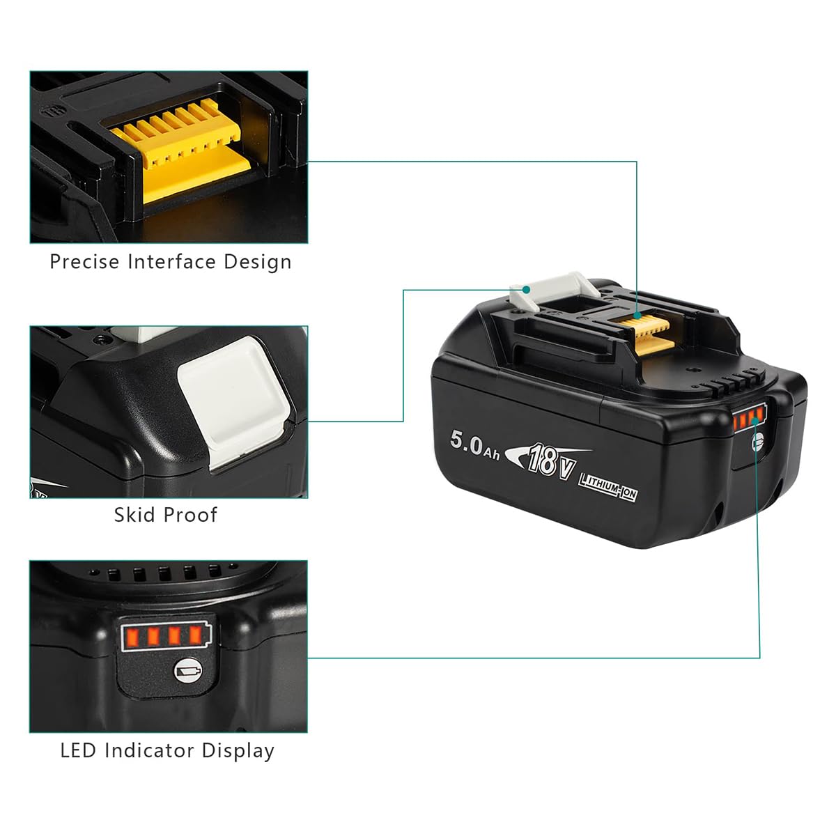 Powarobor DCB184 18V 5.5Ah Lithium-ION Batterie de Remplacement