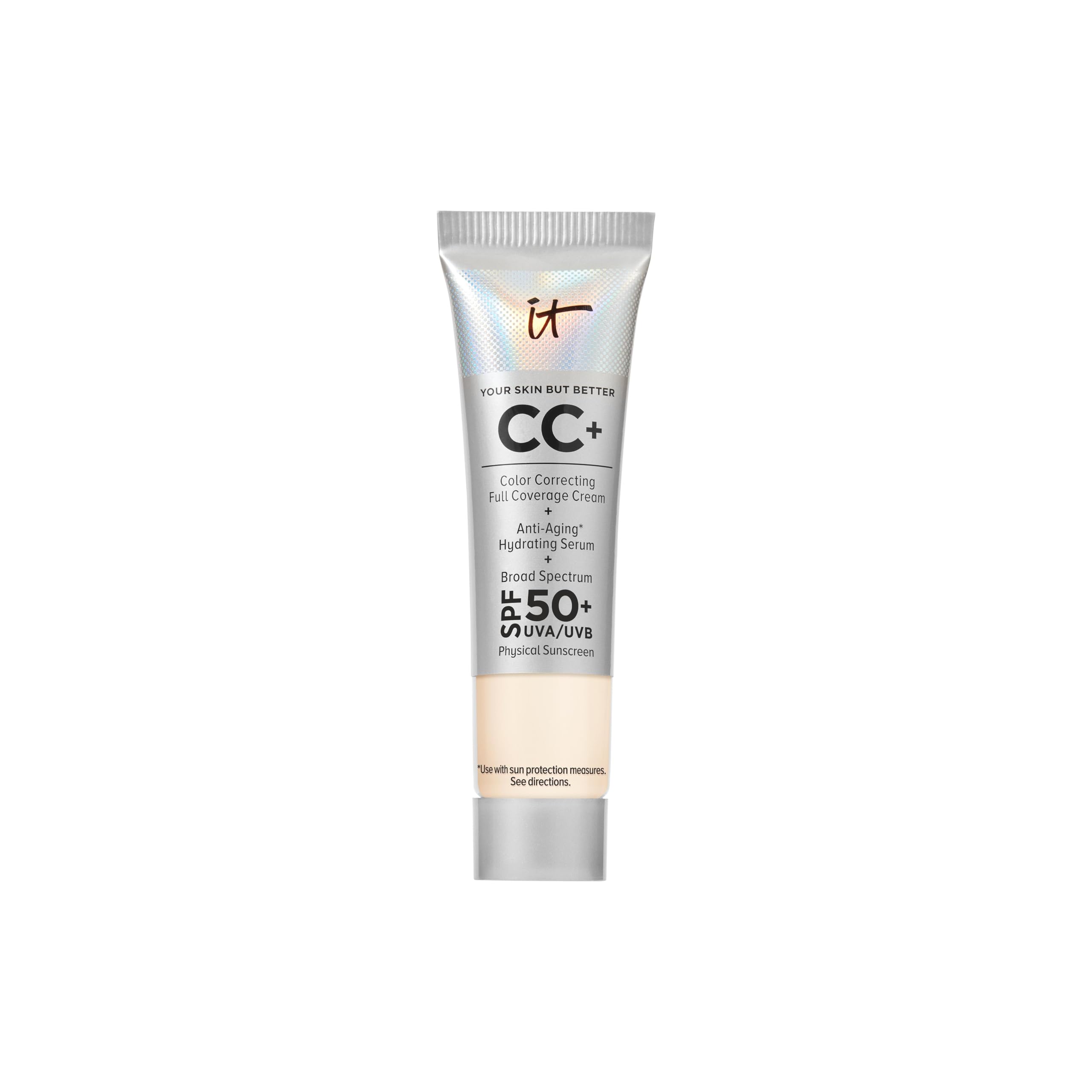 IT Cosmetics Your Skin But Better CC Cream LSF 50+, Hochpigmentierte Mehrzweck-Creme mit LSF 50, Getönte Anti-Aging-Tagescreme, Foundation, Concealer & Pflege in einem