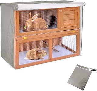 Rabbit Hutch Outdoor Waterproof Dust Cover for Winter, Double Decker Bunny Hutch Protection with