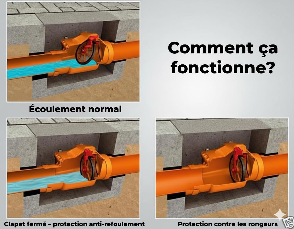 Clapet anti-retour DN110 double clapet – protection contre les refoulements d’eaux usées – fermeture manuelle – joints étanches – éléments en acier inoxydable - 110mm