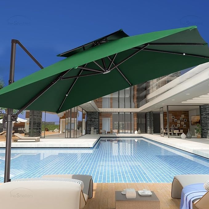 Image of THESHELTERS - Premium Garden Umbrella 360 Degree Rotating Stylish and Durable Outdoor Garden Umbrella with Heavy-duty Water Base (95Kgs)- Patio and Lawn Umbrella, 2.5x2.5m Big Size Outdoor Umbrella with Stand