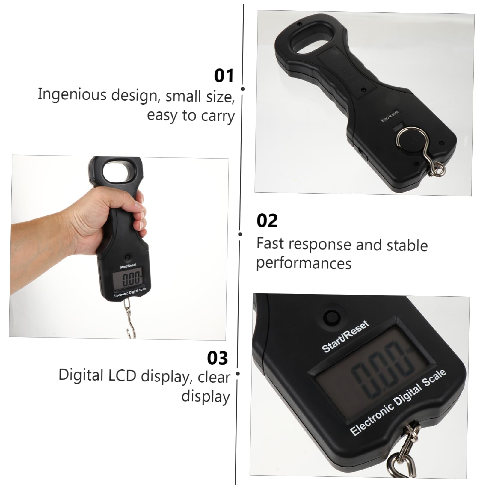 Báscula Portátil de Equipaje Digital 30kg Negra de Plástico