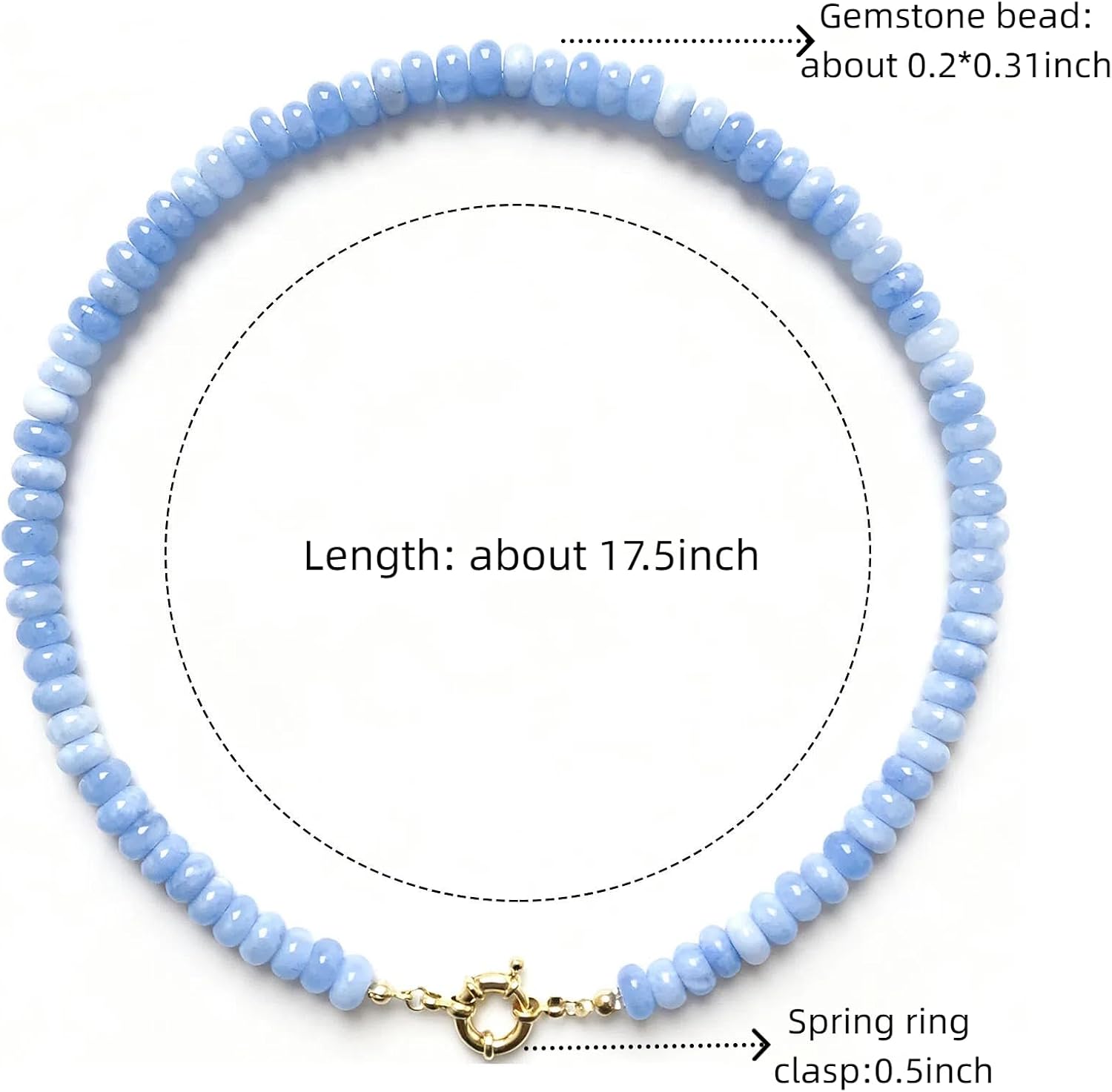 Beaded Necklaces for Women, Colorful Gemstone Bead Boho Choker, Natural Stone Handmade Fashion Summer Autumn Winter Meditation 18K Gold Plated Trendy Rainbow Handmade Jewelry Gifts