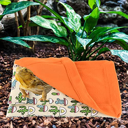 Image of Bearded Dragon Bed with Pillow Lizard Sleeping Bag Blanket Soft Warm Hideout Terrariums Accessories for Reptile Lizard Bearded Dragon (Orange)
