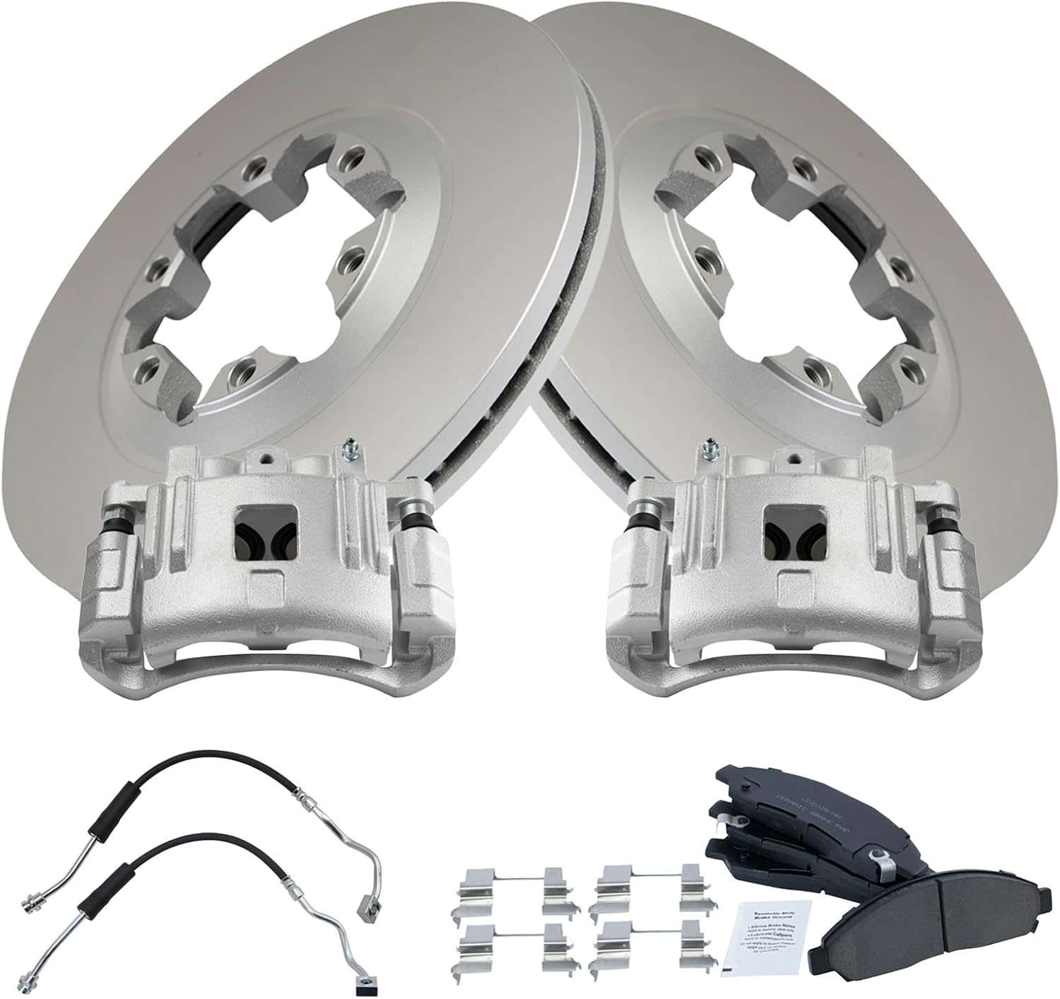 TRQ Front Brake Pad and Rotor Set Ceramic Coated Rotors Calipers Compatible with 2004-2008 Chevrolet Colorado Canyon 2006 Isuzu i-280 2006 i-350 2007 i-290 2007-2008 i-370