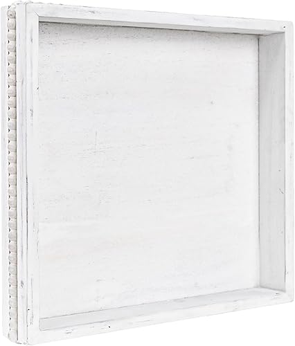 Miniatura 18 de MAONAME Bandeja de madera para servir, bandeja de madera de granja para mesa de café, bandejas ovaladas con cuentas, bandejas decorativas marrón