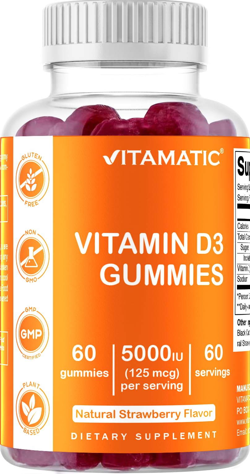 Vitamatic Vitamin D3 Gummies – 5000 IU Per Gummy – 60 Gummies