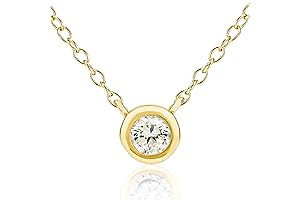 Diamond Necklace with a Sparkling: Solitaire Solitaire Delicate Necklace for Women (Gold)