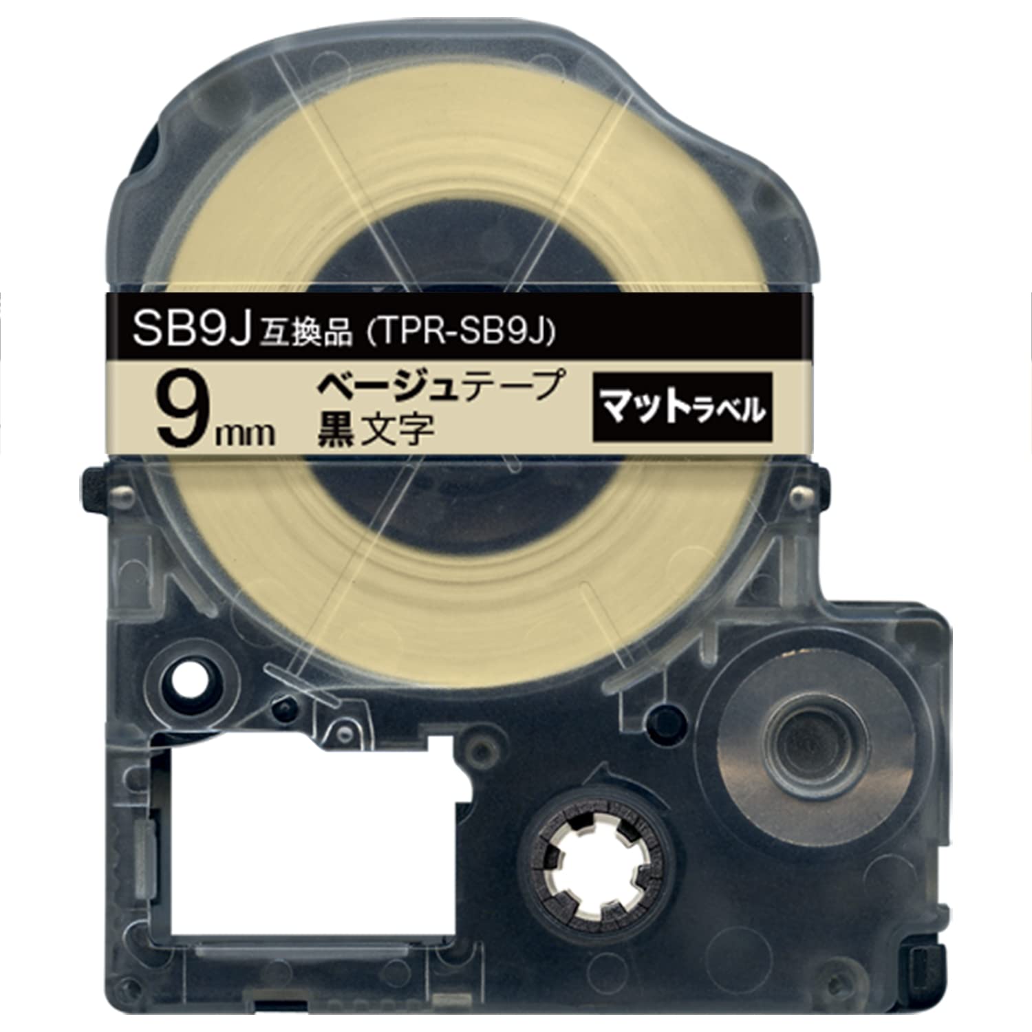 King Jim Tepra PRO Compatible Tape Cartridge SB9J 9mm Matte Label Strong Adhesive Beige Tape Black Letters