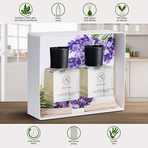 Miniatura 5 de Juego de difusor de varillas de lavanda con aceite esencial de lavanda, 3.4 onzas líquidas, 2 x 1.7 fl oz, difusores perfumados, difusor de varillas