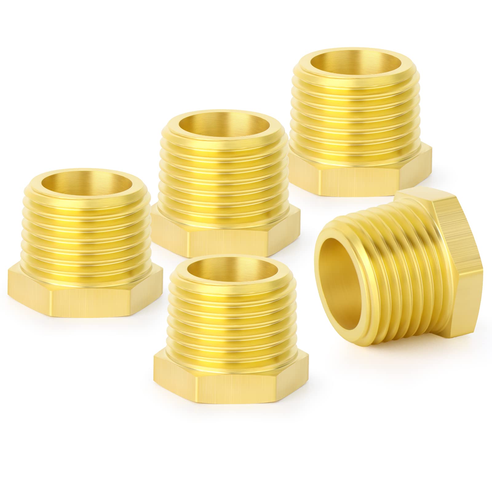 Buje reductor hexagonal de latón para roscas de tuberías y adaptadores de fontanería estancos