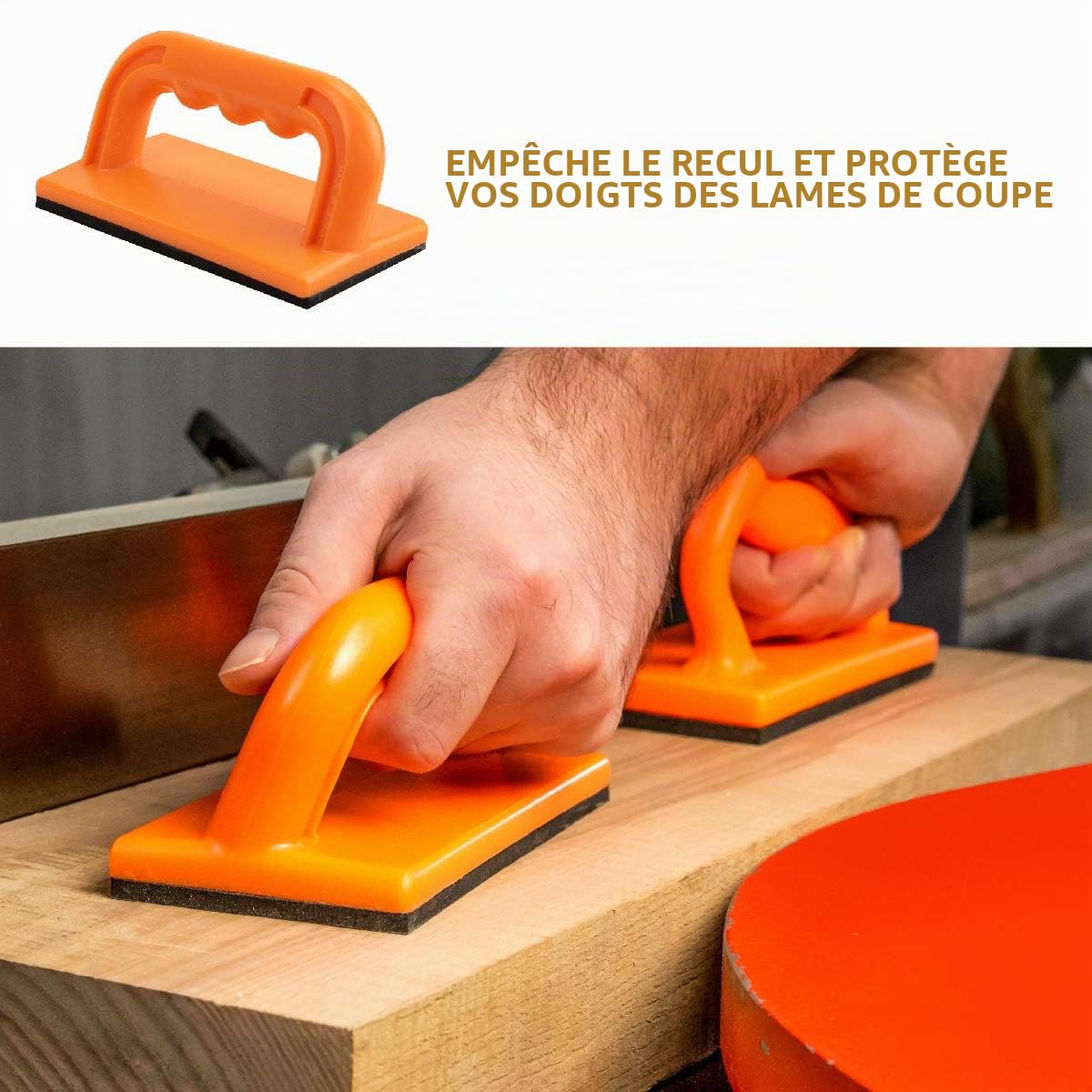 POWERTEC 71009 Lot de 5 blocs poussoirs de sécurité et bâtons poussoirs | Poignée ergonomique avec prise en main maximale | Outils de sécurité pour scie à table, menuiserie, table de défonceuse et scie à ruban | Pour la sécurité et le contrôle des menuisi