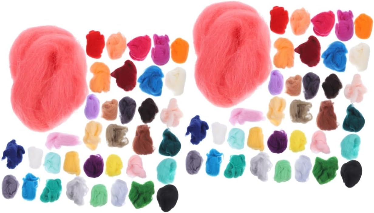SHINEOFI 72pcs Needle Felting Wool Supplies Craft Kit Wool for Creative Crafts Safe Materials for Beginners