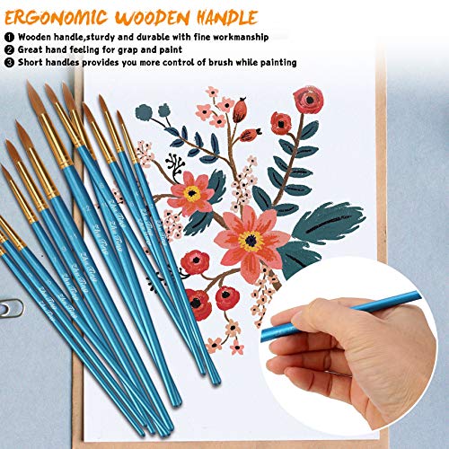 Pinsel teiliges Set,Nylon Pinsel, Nylonhaar Künstler Acrylpinsel für Acryl Aquarell Ölgemälde (Blau) – Bild 6