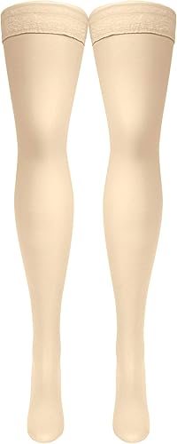 Miniatura 2 de Truform Medias de compresión transparentes, 30-40 mmHg, longitud alta hasta el muslo para mujer, 30 denier, desnudo, L