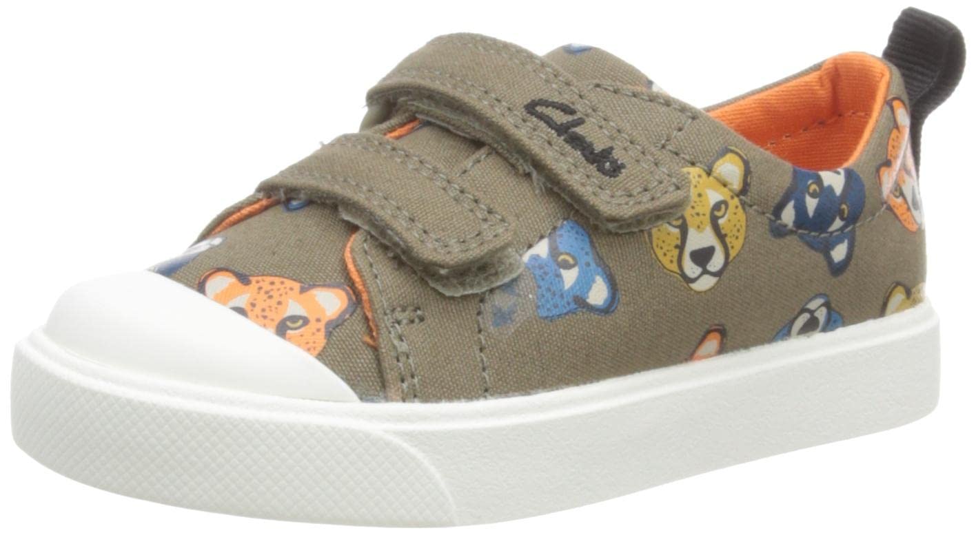 Clarks Boy's City Bright T Low-Top Sneakers, Green, 4 UK