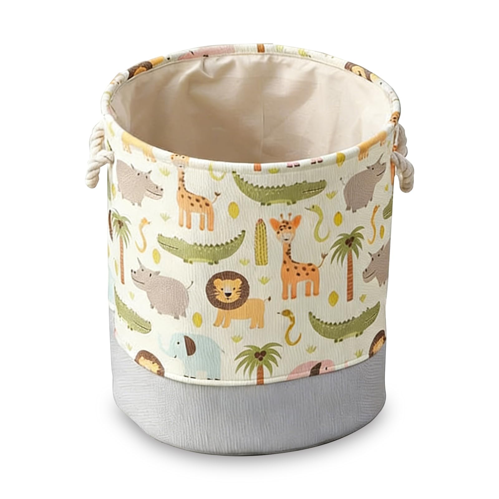 Wäschekorb Aufbewahrungsboxen mit Henkel, Spielzeugkiste, Spielzeug Aufbewahrung, Wäschesammler Groß zum Aufbewahrung von Kleidung, Spielzeug und Büchern, 35 x 40 CM (Niedliche Tiermotive) (bunt)