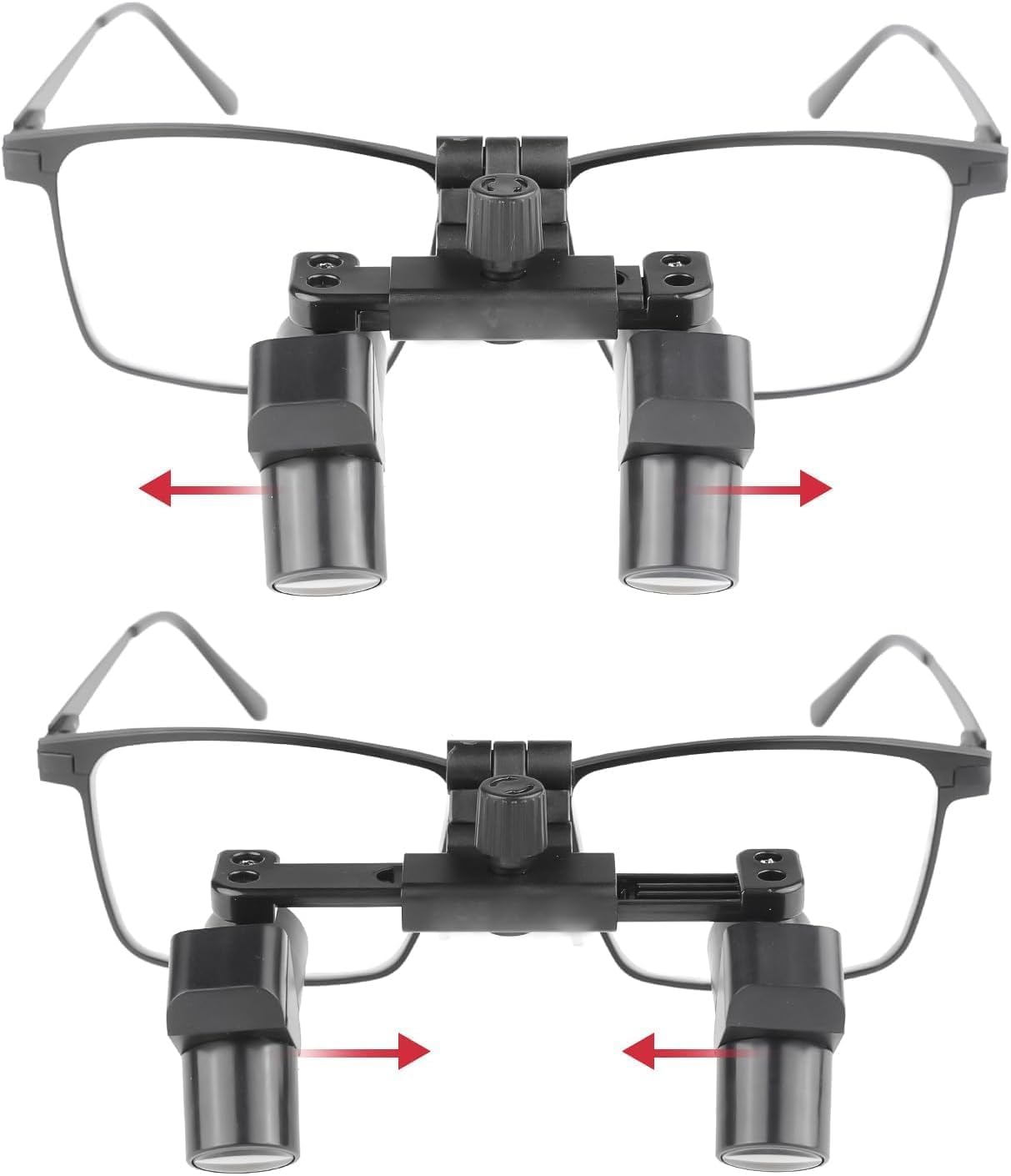 3.5X Flip-up Ergo Prisma Loupe Lupe Titan Rahmen, ergonomisches Design, mit Aluminiumbox, verstellbare Zwischenpupillen und Winkelbetracht (Working Distance 440-540m)