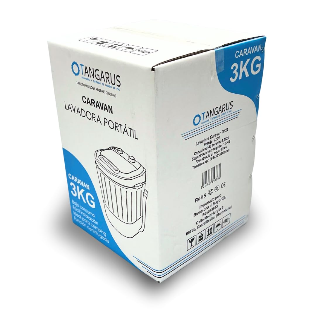 Lavadora Mini Centrifugadora portátil Caravan 3kg - Tangarus | Ideal para Camping y Caravanas | Clase A