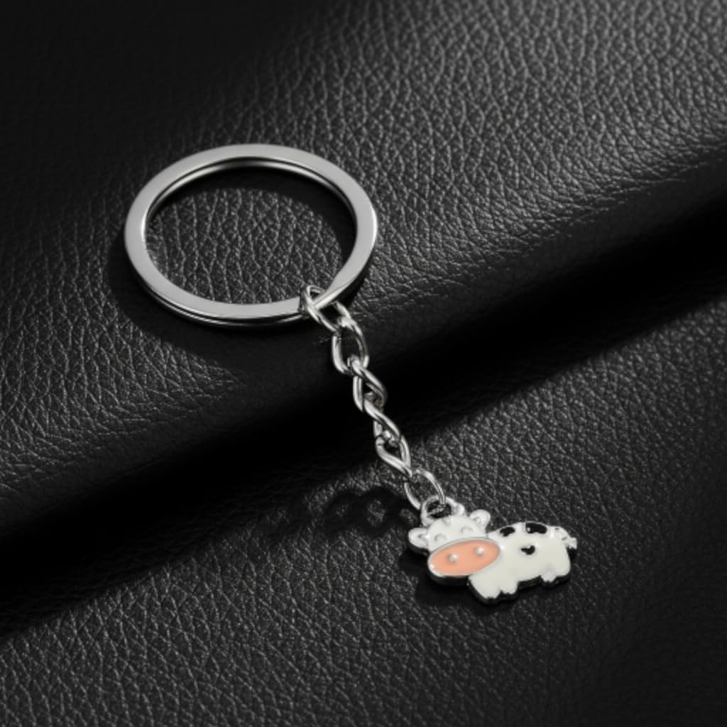 Cute Cow Keychain, Gifts for Cow Lovers Keychain Stuff Keyring for Women Men
