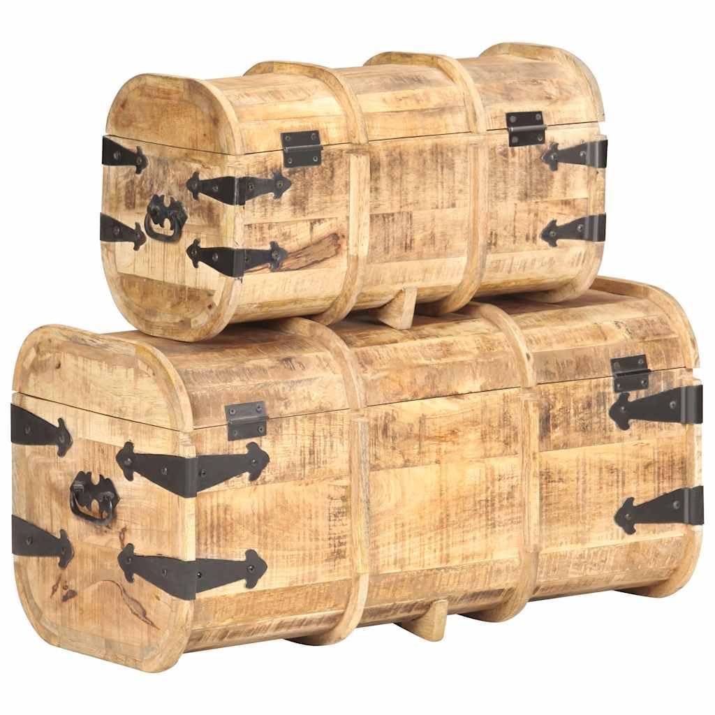 Juego de 2 baúles de madera maciza de mango