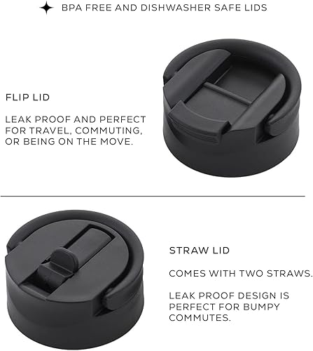 Miniatura 2 de JoyJolt Botella de agua triple aislada con tapa con popote y tapa abatible Botella de agua de 22 onzas botella de agua de acero inoxidable aislada